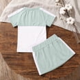 thumbnail image 5 of LJEFF Girls Color Block T-Shirt & Skort Set, Soft Elastic Waist Comfortable Short Sleeve Casual 2PC Outfit Green Size 24 Months, 5 of 9