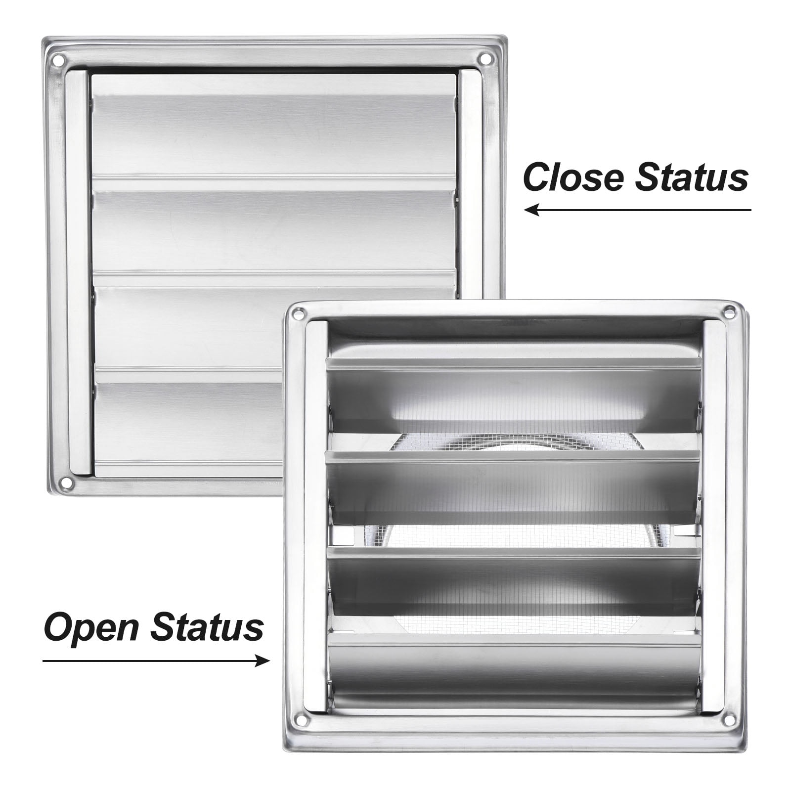 Uxcell 5" Dryer Vent Cover Stainless Steel Exterior Wall Outlet Vent Grille, Louvered with Moving Flap and Screen Mesh