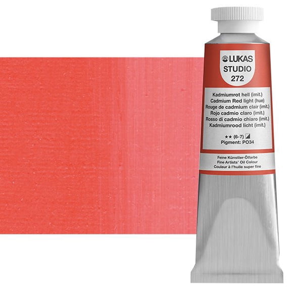LUKAS Studio Professional Oil Color Paint High Pigment Professional Artist Paint - 200 ml Tube - Cadmium Red Light Hue