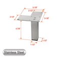 thumbnail image 4 of AKB Hardware Ensemble de 4 Pieds de Canapé Droits en Acier Inoxydable – Design Tube Carré, Pieds de Meubles Durables, Style Moderne (4-7/8"H), 4 of 4