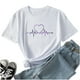 thumbnail image 1 of Camisetas de cuello redondo para mujer Camisetas con estampado de corazón Camisetas de manga corta Blusa Tops Fridja gope1452, 1 of 8