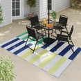 thumbnail image 3 of Mainstays 6 ft. x 9 ft. Blue, White and Green Polyweave Outdoor Rug, Cabana, 3 of 9
