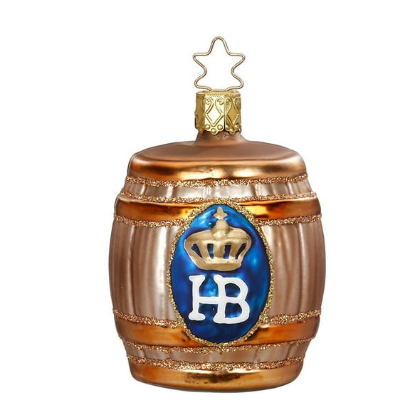 Inge Glas HB Beer Keg Hofbrauhaus German Glass Christmas Ornament FREE BOX New