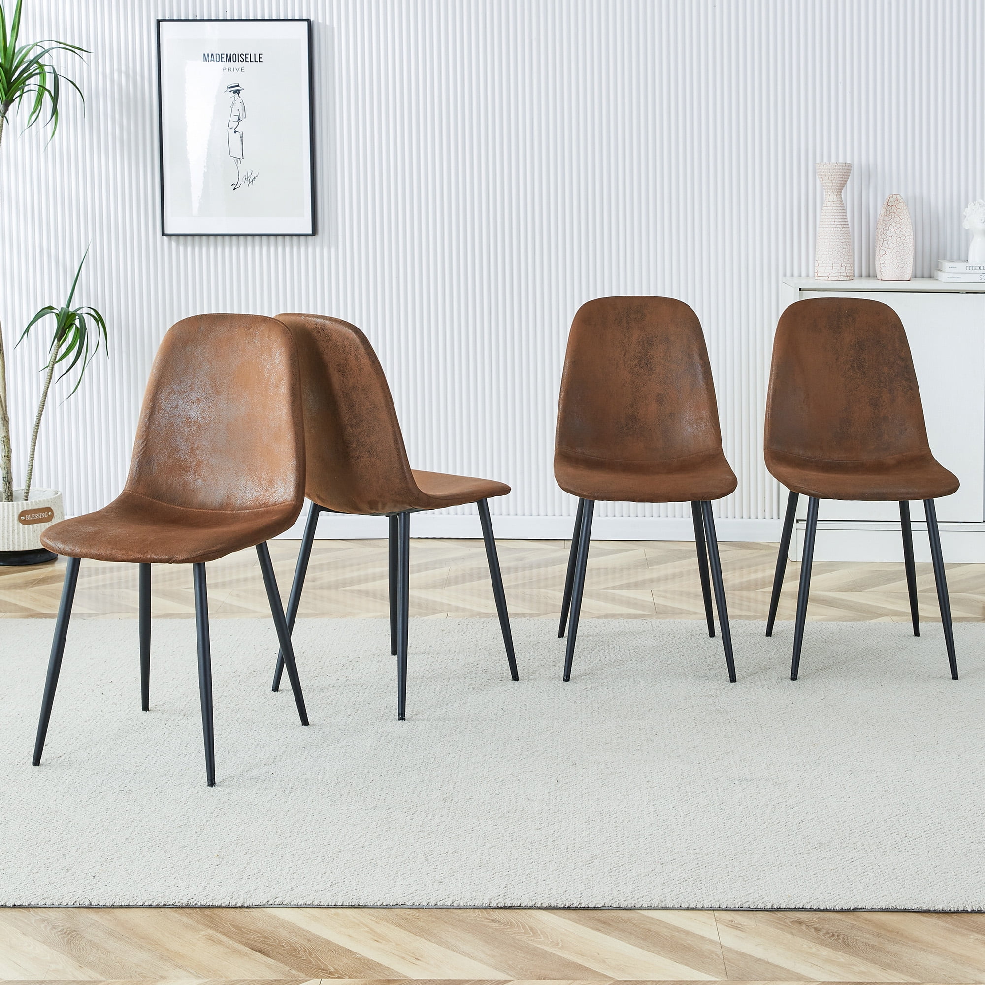 Noble House A set of 4 modern medieval style restaurant cushioned side chairs