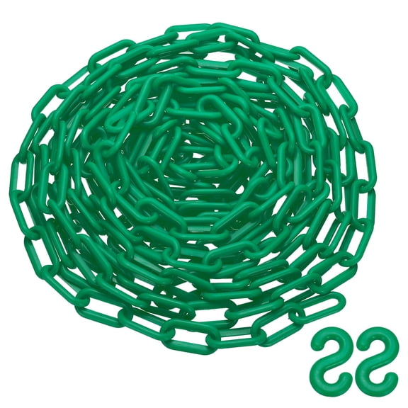 Uxcell 25 Feet Plastic Chain Link Safety Barrier Chain 0.8x1.4" Buckle Green
