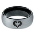 thumbnail image 2 of Tungsten Horse Love Heart Shaped Equestrian Horses Band Ring 8mm Men Women Comfort Fit Black Dome Brushed Gray Polished, 2 of 4