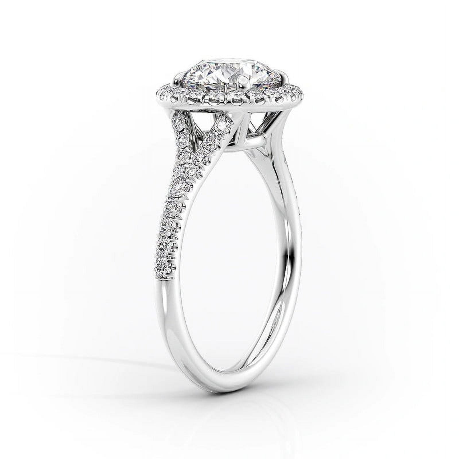 solitaire jewels Art Deco Pera Moissanite Engagement Ring For Women With Split Shank, 10K White Gold