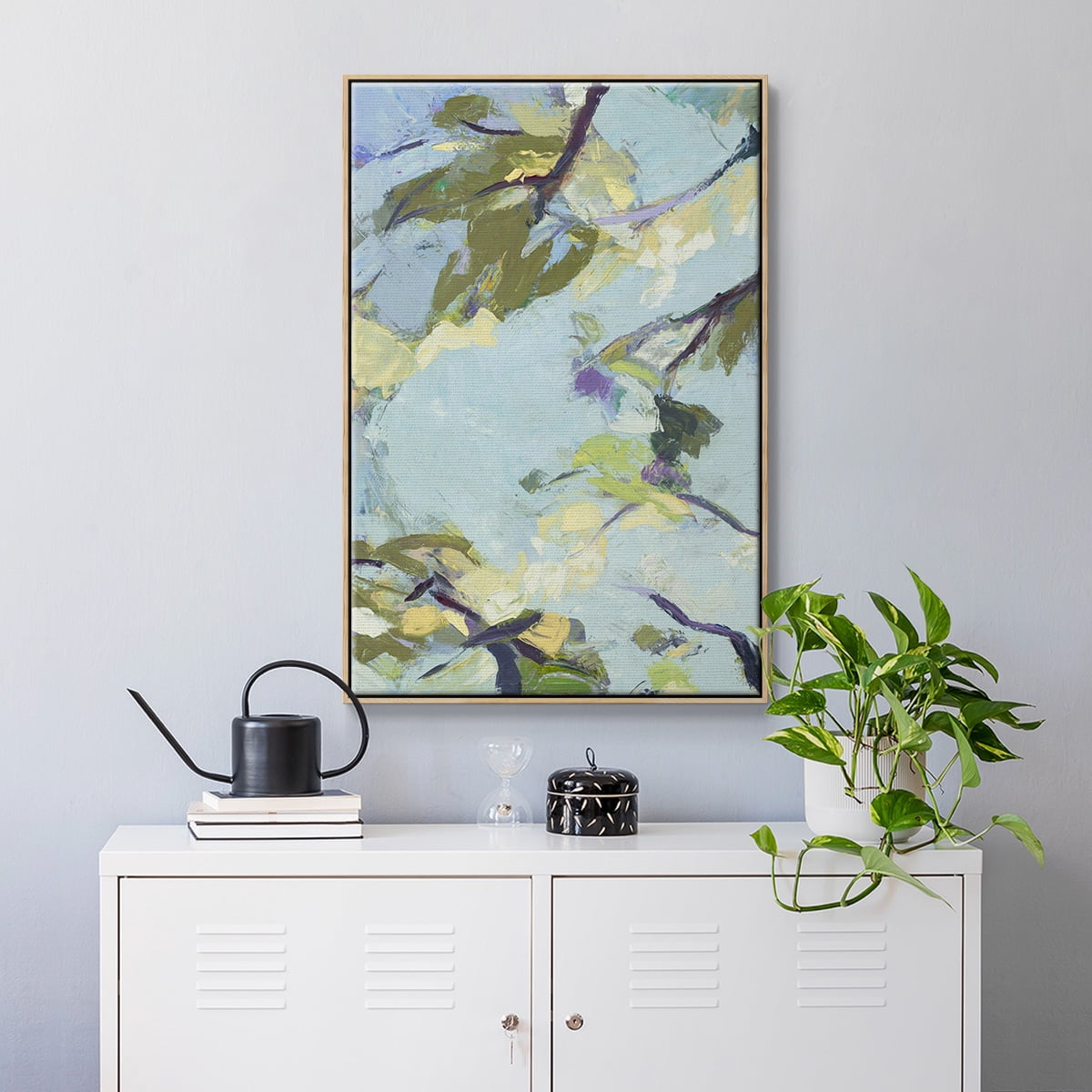 Aqua Sky Framed Premium Gallery Wrapped Canvas - Ready to Hang - 17 x 25 - Natural Wood Floating Frame