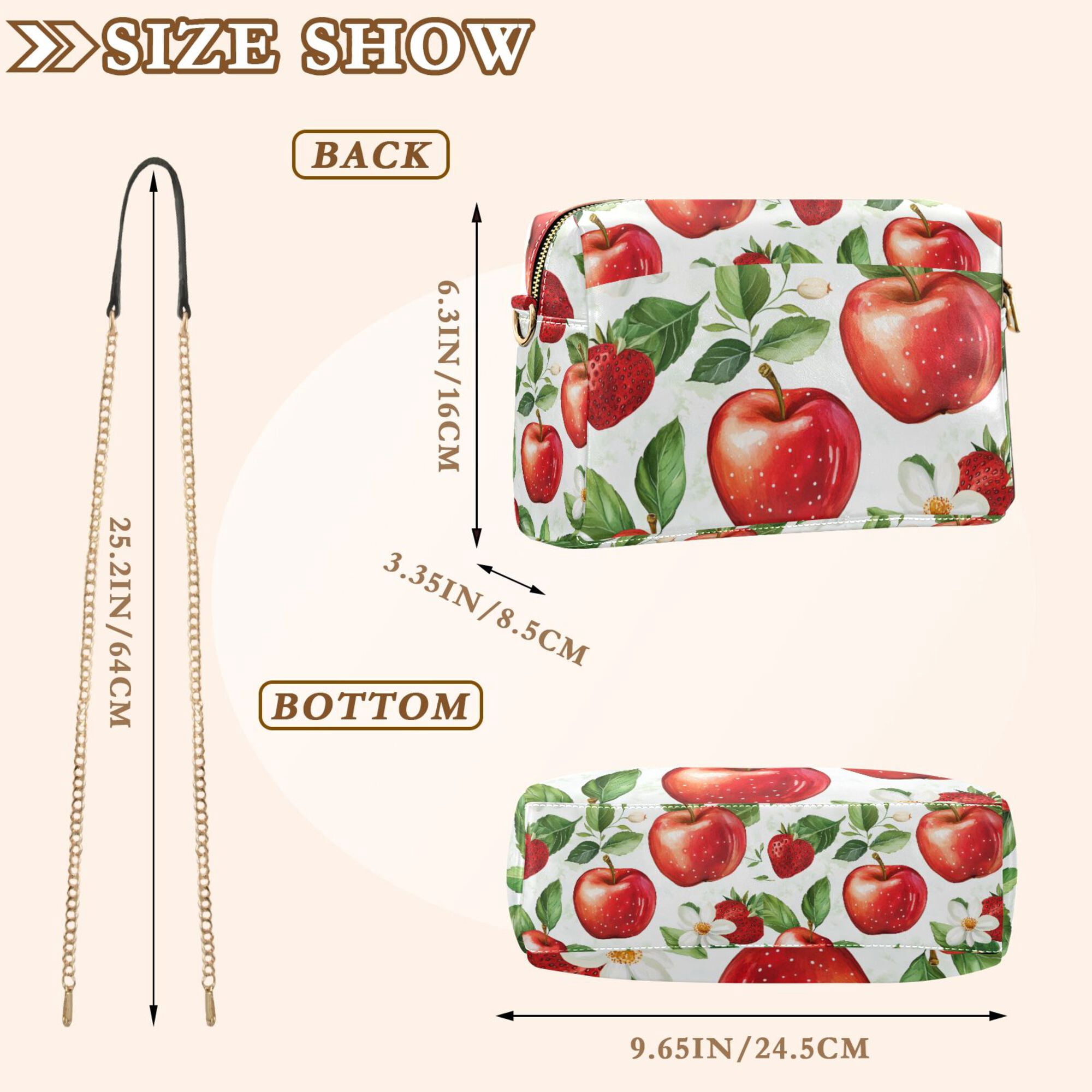 FORMRS Women Crossbody Purse with Chain Strap Vegan Leather Shoulder Handbag, Apple Pattern