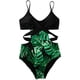 thumbnail image 4 of Bikini sin espalda con estampado de bloques de colores cómodo para mujer, traje de baño de una pieza, conjunto de ropa de playa OAVQHLG3B Store lin121212, 4 of 4