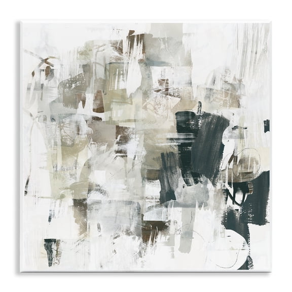 Stupell Industries Abstract Monochrome Paint Abstract Painting Unframed Art Print Wall Art, 12 x 12