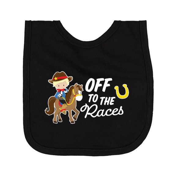 Inktastic Off to the Races with Cowboy on Horse Newborn Bib