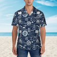 thumbnail image 2 of Pofeuu Sailing Cruises Nautical Print Hawaiian Shirt for Men Sleeves Casual Button Down Summer Beach Dress Shirts T-Shirts,Large, 2 of 7
