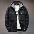 thumbnail image 2 of Men Loose Trend Windproof Detachable Hooded Denim Jacket, 2 of 2