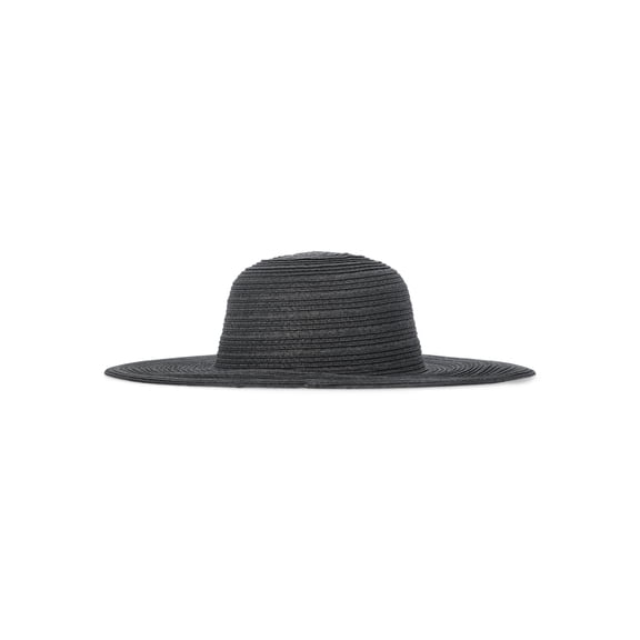 Time and Tru Women's Solid Floppy Hat, Black