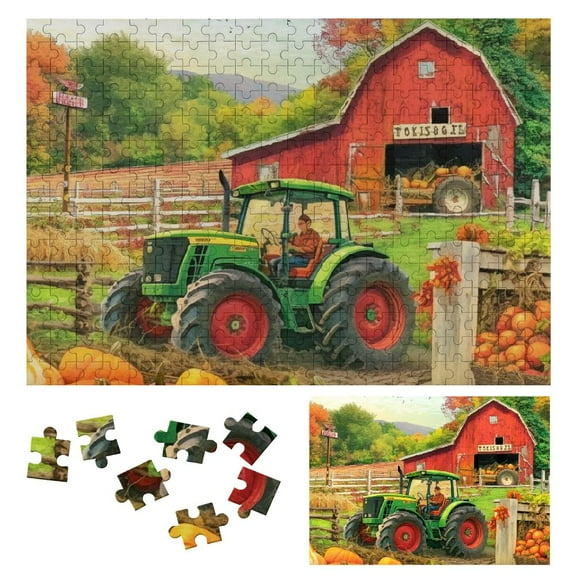 Shiartex  - Farmer’s Market, Jigsaw Puzzle, Farm Puzzle, Big Red Barn, Pumpkins 300 PCS
