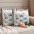 thumbnail image 2 of Fall Pumpkins Outdoor Waterproof Pillow Covers, Teal Blue Grey Thanksgiving Black Plaid Polka Dot Decorative Square Throw Pillowcase Sofa Cushion Sham for Patio/Couch/Chair, 24"x24" 2 Pack, 2 of 8
