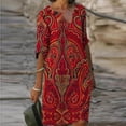 thumbnail image 2 of Robe Courte Décontractée à Manches Mi-Longues Col en V Imprimée pour Femmes, 2 of 4