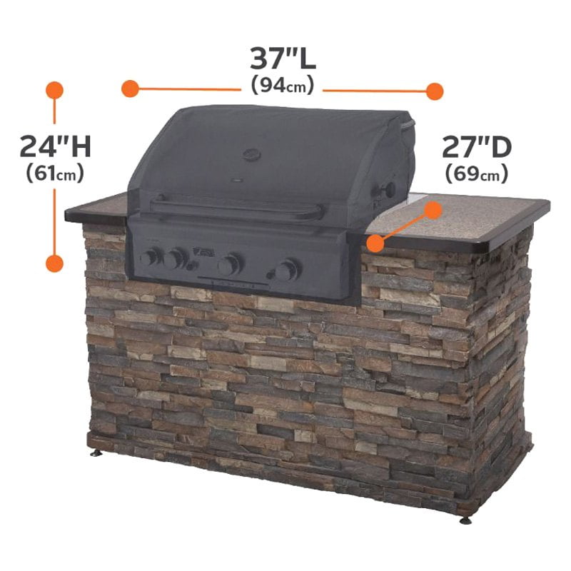 Classic Accessories Ravenna Water-Resistant 37 Inch Built-In BBQ Grill Top Cover, Black