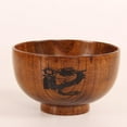 thumbnail image 4 of Japanese Wooden Bowl Round Soup Rice Cereal Food Serving Wood Retro, 4 of 9