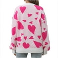 thumbnail image 4 of Wancir Women Heart Print Sweater Romantic Oversized Knitted Shirt Valentine's Day Love Graphic Long Sleeve Pullover Top, 4 of 9