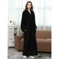 thumbnail image 5 of AMITOFO Womens Zip Up Fleece Robe Warm Loose Flannel Plush Zipper Lounger Bathrobe for Ladies M & Black, 5 of 8