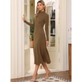 thumbnail image 4 of DARING DIVA Sweater Turtleneck Long Sleeve Ribbed Knit Maxi Dress XL Dark Brown, 4 of 6