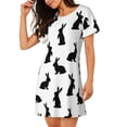 thumbnail image 3 of Lafuoo Black Rabbit Pattern Women's Short-sleeved Nightdress, Knee-length Pullover Nightgown, Summer Home Wear-3X-Large, 3 of 8