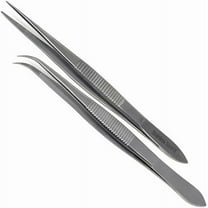 Multipurpose Tweezers for Cooking, Repairing, Sea Food, BBQ, Multi-use 2 Pcs Cooking Tongs 4.5" Stainless Steel Kitchen Tweezer Set Straight   Curved