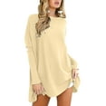 thumbnail image 6 of Beige T Shirts For Women Oversized T Shirts For Women Tunic Tops To Wear With Leggings Long Sleeve Fall Sweaters Dressy Tops, 6 of 7