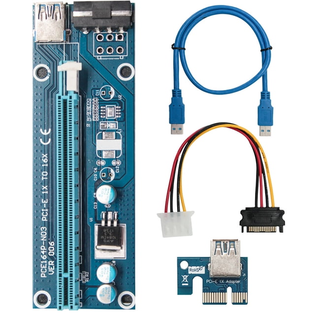 Guardoinrt PCI -E Riser Board 4 -pin PCI -E 1x to 16x Adapter Card Graphic Card GPU Extender Board with USB Cable