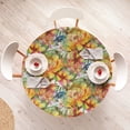 thumbnail image 4 of Ambesonne Floral Fitted Round Tablecloth, Retro Roses Baroque Flowers, 45"- 56" Diameter, Mustard Pale Olive Green, 4 of 5