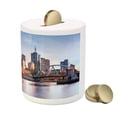 thumbnail image 3 of City Piggy Bank, Early Morning Scenery in Melbourne Australia Famous Yarra River Scenic, Ceramic Coin Bank Money Box for Cash Saving, 3.6" X 3.2", Orange Green Pale Blue, by Ambesonne, 3 of 4