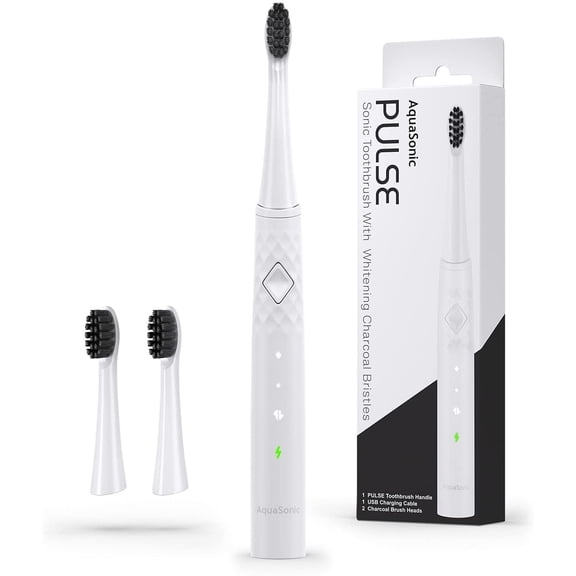 AquaSonic Pulse Electric Toothbrush, Teeth Whitening Bristles, White