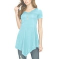 thumbnail image 4 of Made by Johnny Women's V-Neck Asymmetrical Tunic Top S AQUA, 4 of 6