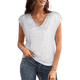 thumbnail image 1 of Tops de Corta con Lentejuelas y Cuello en V para Mujer, Camiseta Sin Mangas Elástica Brillante S, 1 of 9