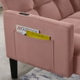 thumbnail image 4 of 75" Convertible Folding Sofa Bed with USB Port, Velvet Futon Couch with Adjustable Backrest and Side Storage, Tufted Couch for Apartment, Living Room, Pink, 4 of 9