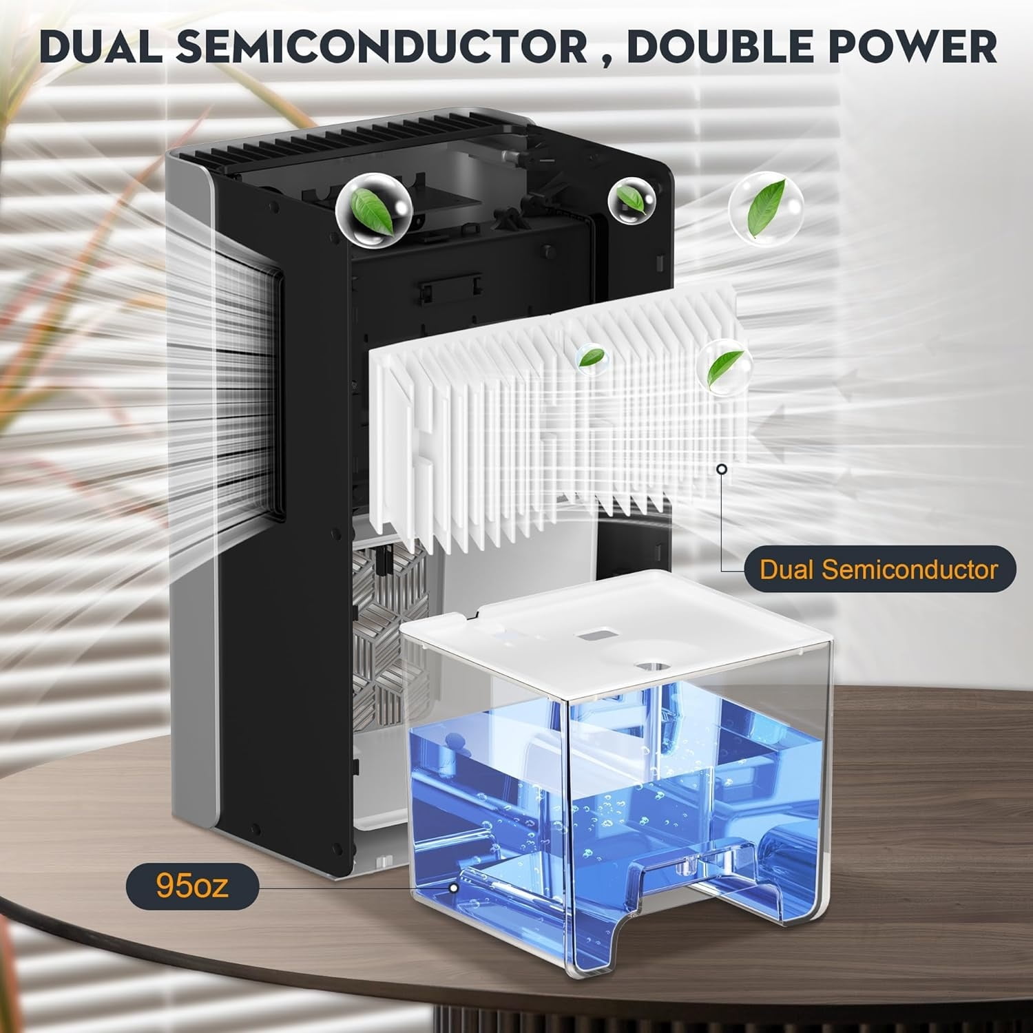 Dehumidifier for Home, 1000 sq.ft Dehumidifiers for Basement Bedroom Bathroom with 95 OZ Water Tank, Auto Shut Off 7 Colors LED Light, Silver