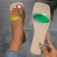 thumbnail image 2 of Bmisegm Ladies Summer Transparent Fruit Print Soft Bottom Square Toe Flat Bottom Beach Large Size Sandals Slippers Womens Sandals Summer Khaki 6.5, 2 of 9