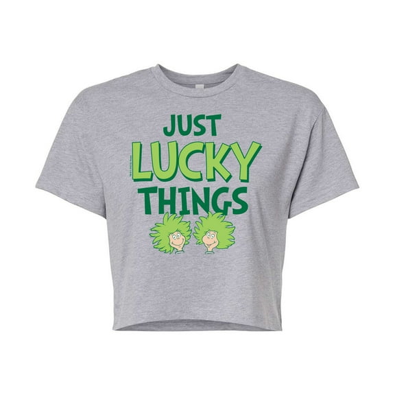 The Cat in the Hat - Just Lucky Things - Juniors Cropped Cotton Blend T-Shirt
