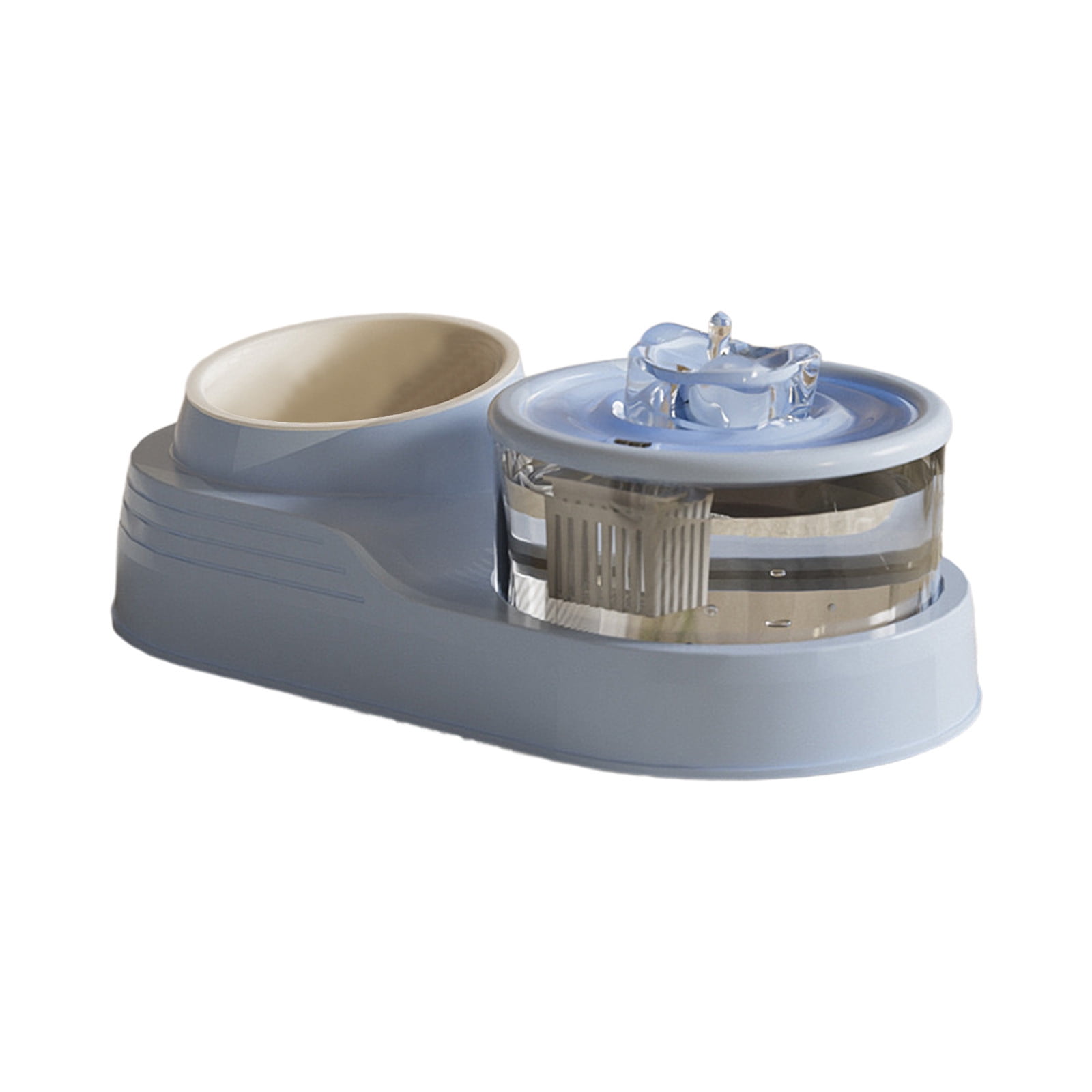 COM1950s Automatic Cat Water Fountain with Food Bowl,2 in 1 Pet Feeder and Drinking Fountain with Splash-Free Design,Anti-Slide Base for Cats and Small Dogs