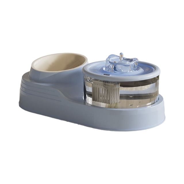 Btomtd Cats Bowl Two In One Drinking Water Cats Neck Protector Feeder Pet Automatic Circulating Live Water Dispenser, Blue