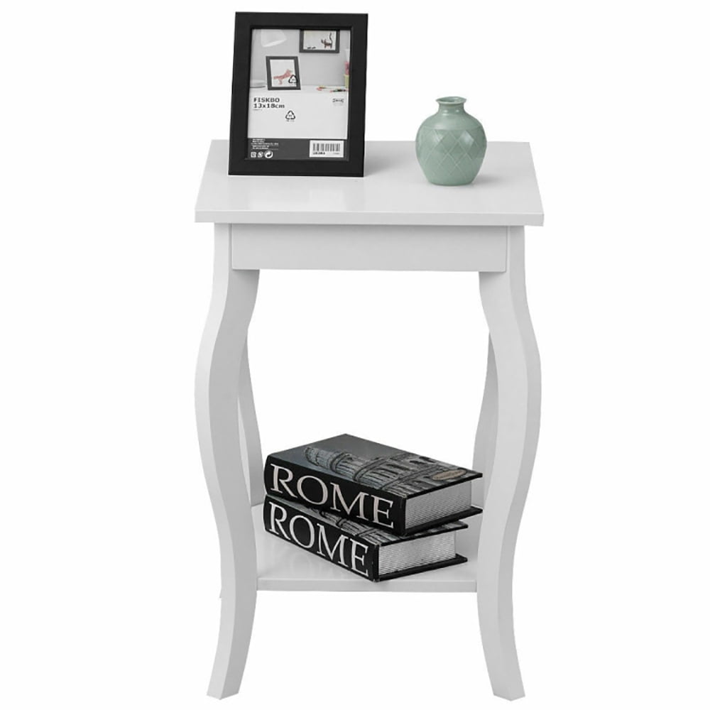 Finihen Round End Side Table, Sofa Couch Table with Storage Shelf, Accent Sofa End Side Table, for Small Spaces, Living Room, Bedroom, White Finihen Round End Side Table, Sofa Couch Table with Storage Shelf, Accent Sofa End Side Table, for Small Spaces, Living Room, Bedroom, White