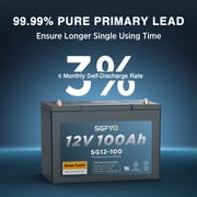 SGFYO Group Size 27 12V 100Ah AGM Deep Cycle Battery, 3% Self-Discharge Rate, 1100A Max Discharge Current,Sealed Solar Battery for RV,Golf Cart,Camping,off Grid,Trolling Motor