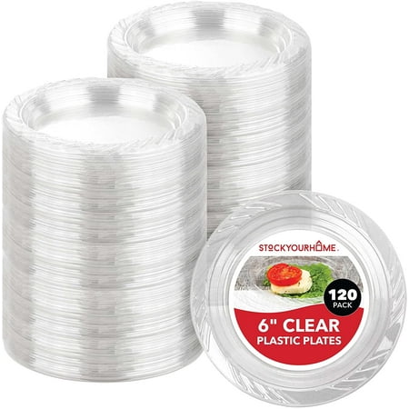 

Clear Plastic Dessert Plates (120 Pack) - Disposable Clear Plates for Dessert & Appetizers - Crystal Clear Small Plates for Parties & Catering - 6-Inch Clear Plastic Party Plates - Stock Your Home