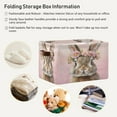 thumbnail image 6 of WOBOGO Pink Wreath Bunny Square Storage Basket with Waterproof Canvas and PE Lining Durable PU Leather Handles 14.2×10.2×8.3in, 6 of 9
