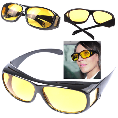 The Real Wrap Arounds Fit Over Night Vision Driving Anti Glare HD Glasses Yellow Polarized Eyewear UV400 Sunglasses Goggles Fishing Riding Driving