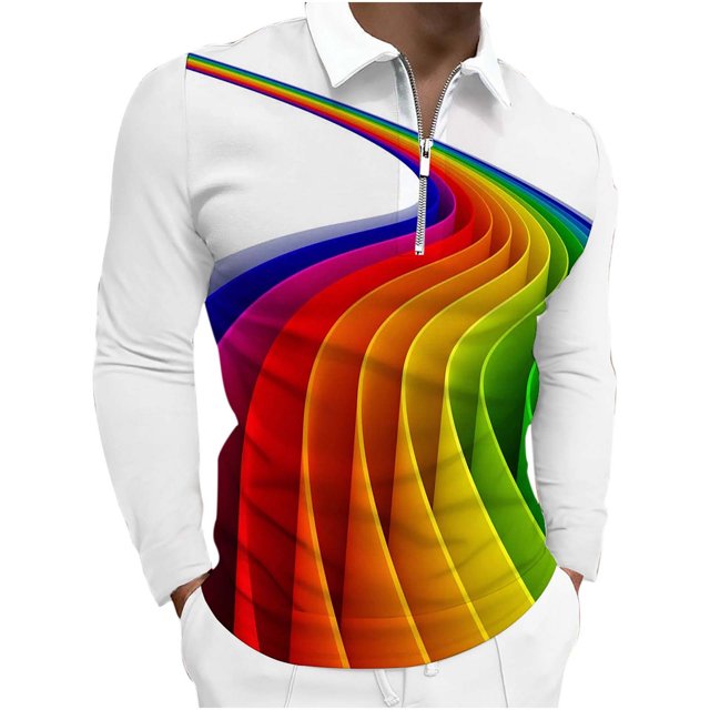 Blusa Informal de Manga Larga Con Estampado Digital Colorido Y Media Cremallera Para Hombre Odeerbi ODB-6