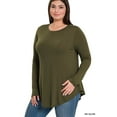 thumbnail image 4 of TheLovely Women & Plus Relaxed Fit Long Sleeve Round Neck & Hem Jersey Tee Shirt Top, 4 of 5