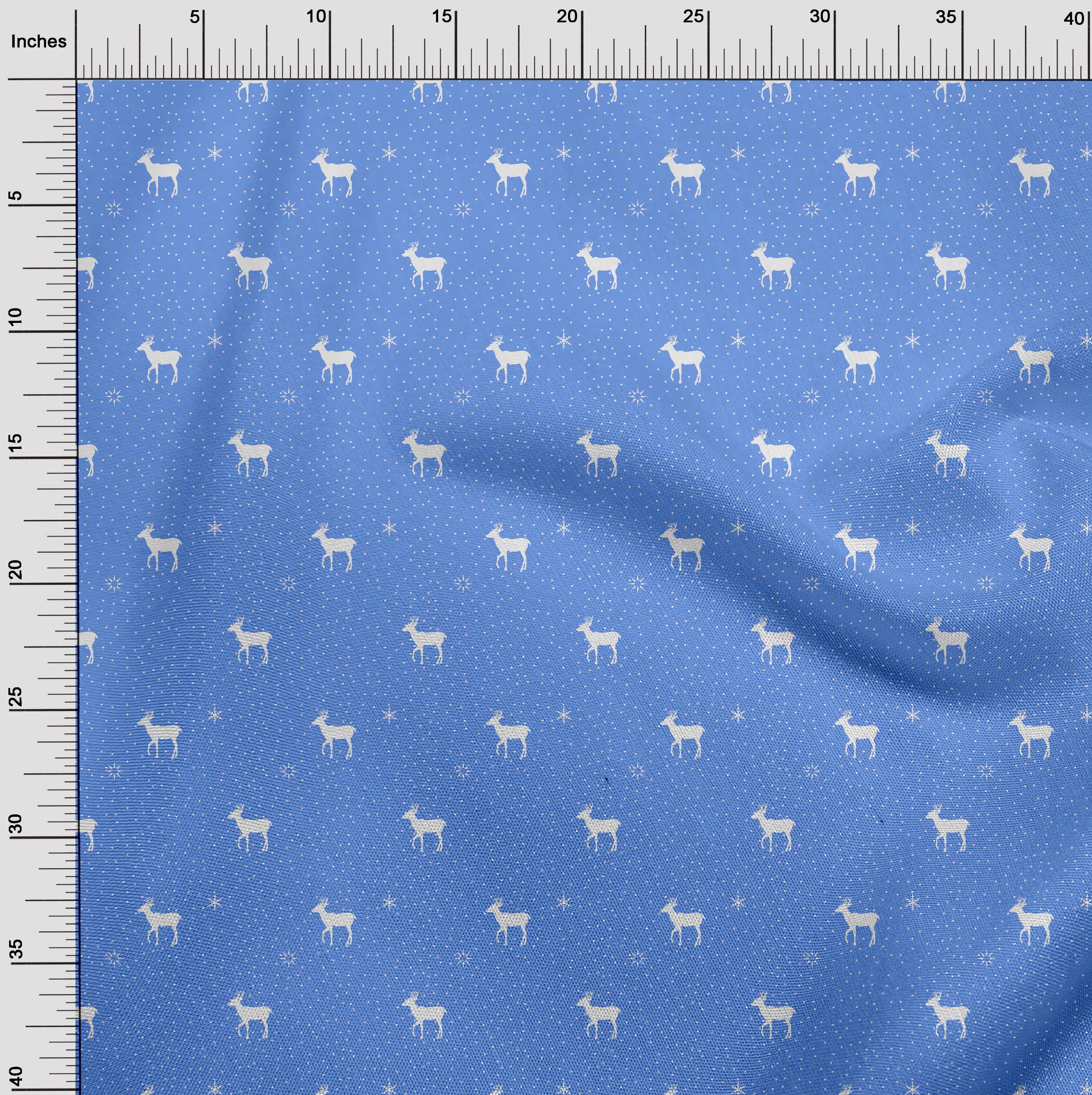 oneOone Cotton Poplin Twill Medium Blue Fabric Christmas Craft Projects Decor Fabric Printed By The Yard 56 Inch Wide